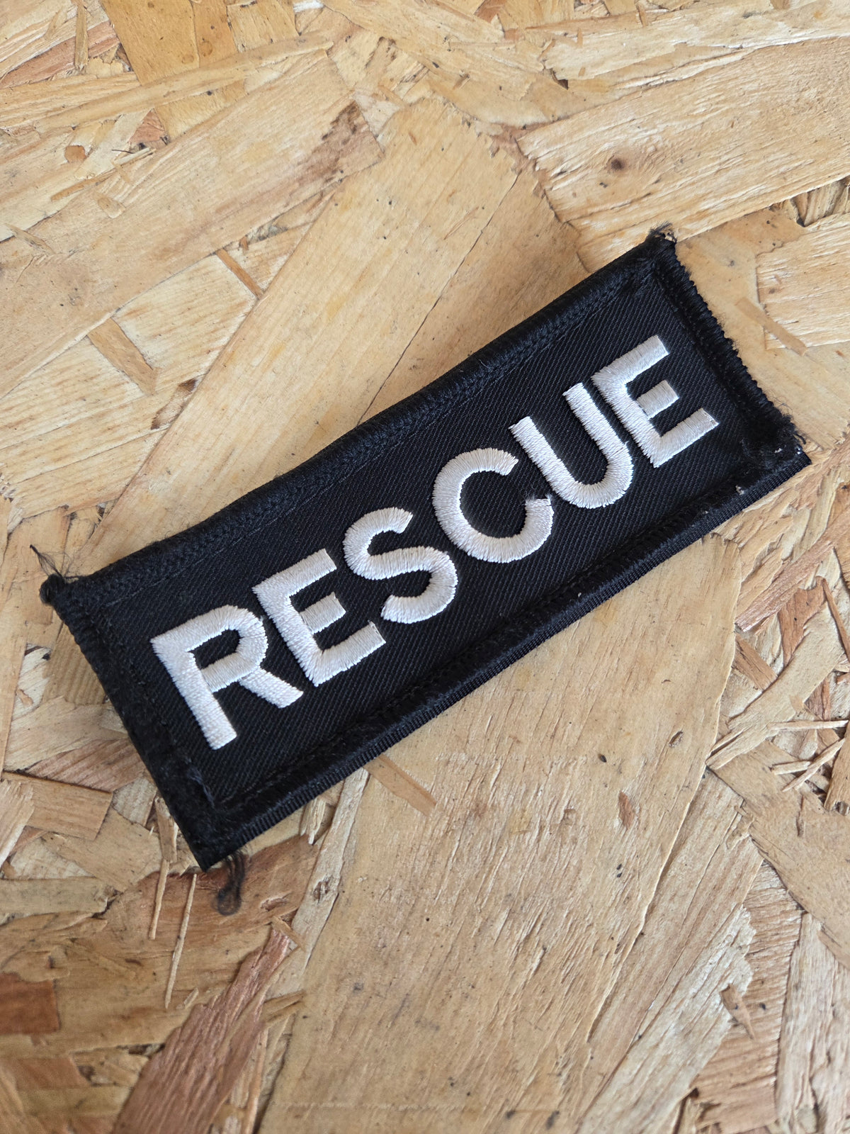 RESCUE Embroidered Velcro Patch Black & White - 12cm x 5cm