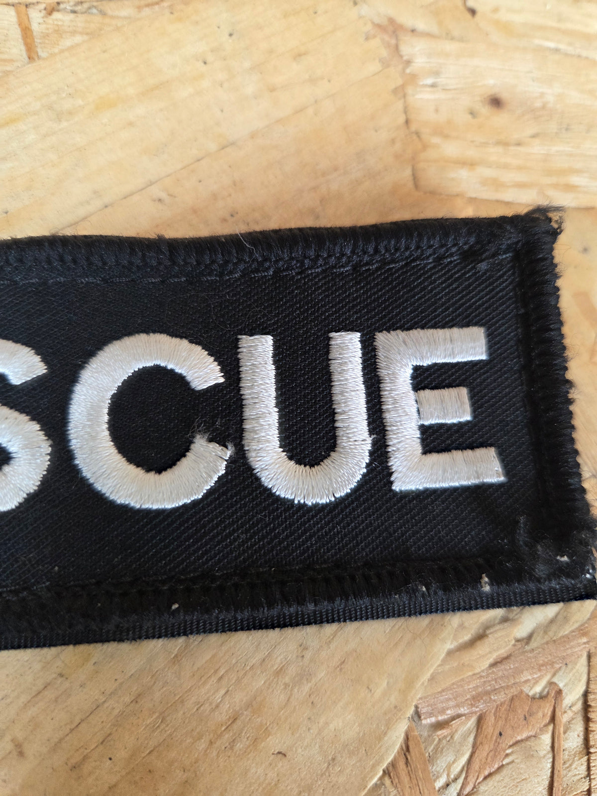 RESCUE Embroidered Velcro Patch Black & White - 12cm x 5cm