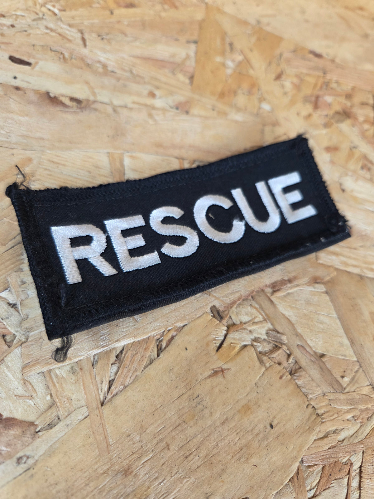 RESCUE Embroidered Velcro Patch Black & White - 12cm x 5cm
