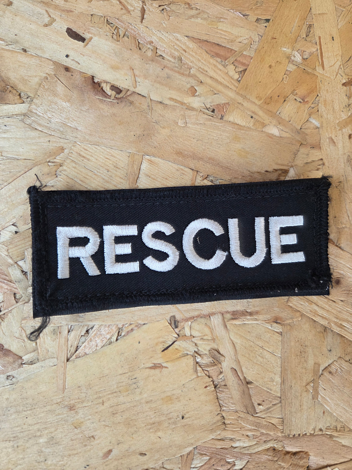 RESCUE Embroidered Velcro Patch Black & White - 12cm x 5cm