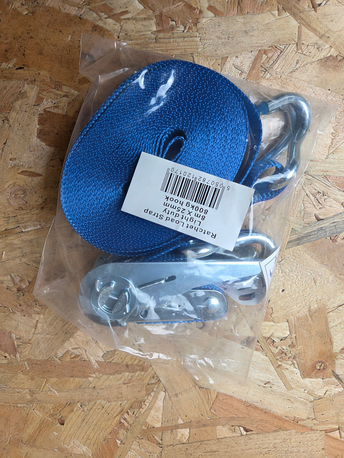 Ratchet Load Strap 8m x 25mm 800kg with Hooks – Blue