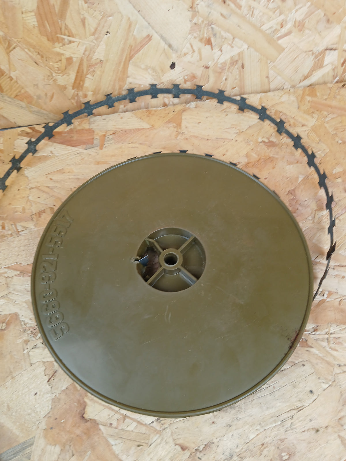 Genuine American Military Surplus Steel Barbed Wire Tape - 6 x 50m Reel Olive Green