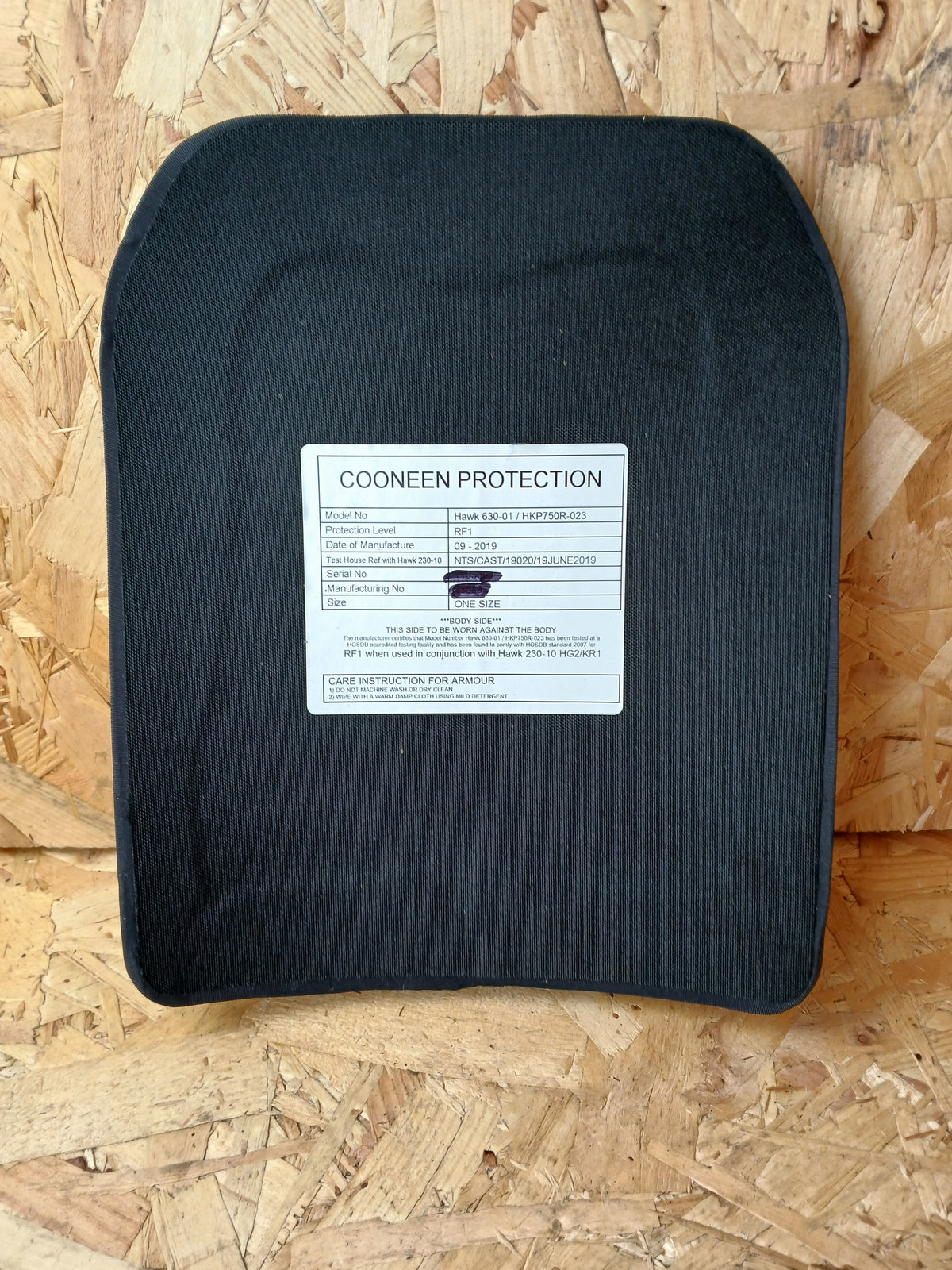 Cooneen Ballistic Plate - Level RF1 - 245x285mm - HKP750R-023