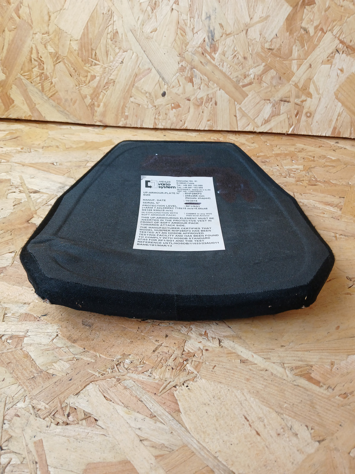 Mehler Female Ballistic Plate - Level RF1/SG1 - 245x285mm - RHP28KP3