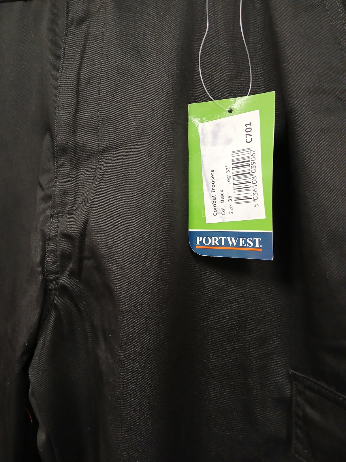 Portwest Combat Work Trousers - Black 36" regular