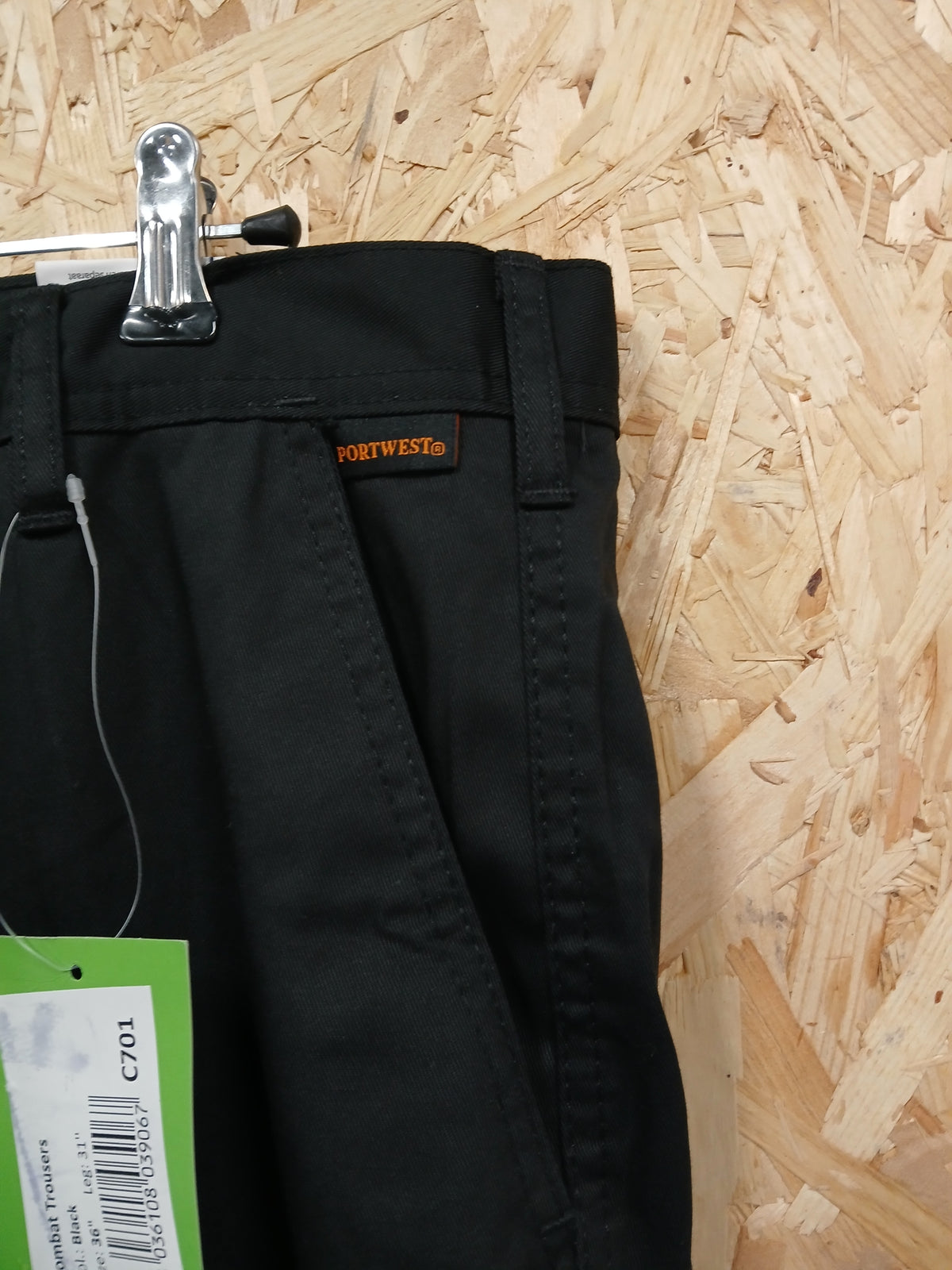 Portwest Combat Work Trousers - Black 36" regular