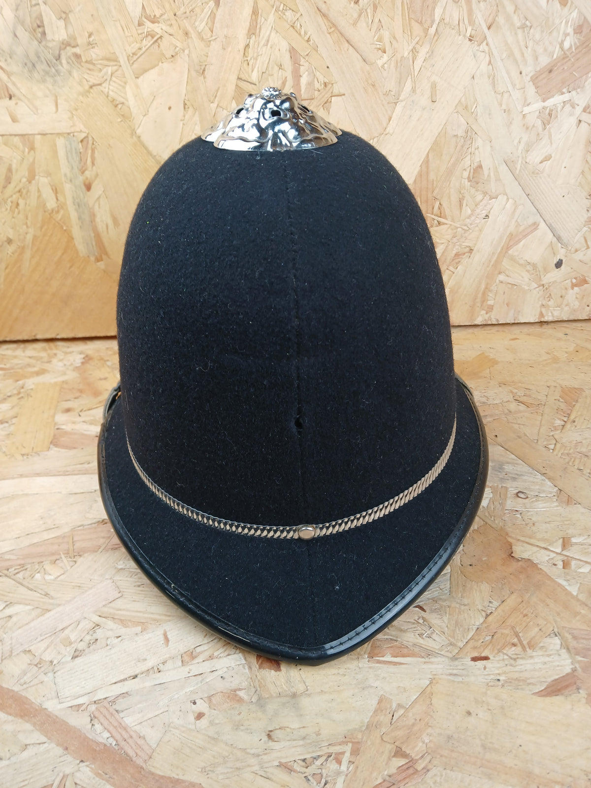 Genuine British Police Black Custodian Rosetop Helmet - Silver Band