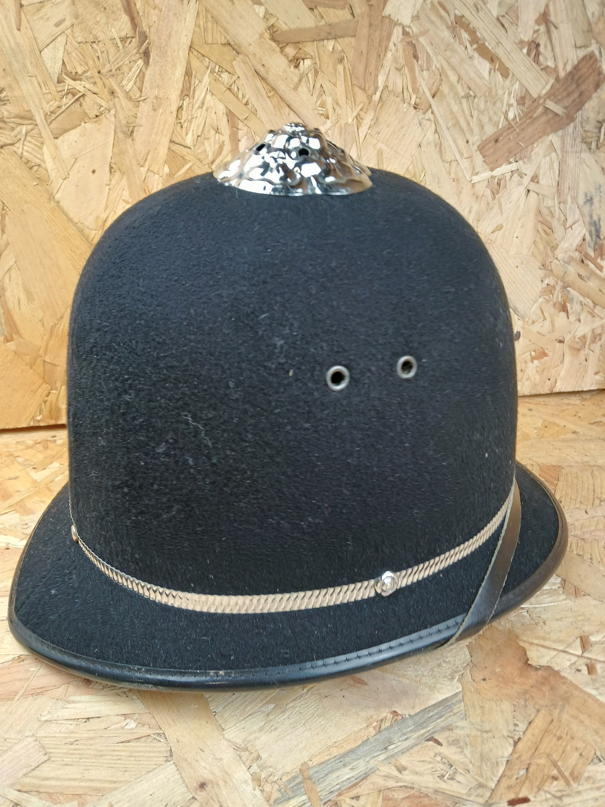 Genuine British Police Black Custodian Rosetop Helmet - Silver Band