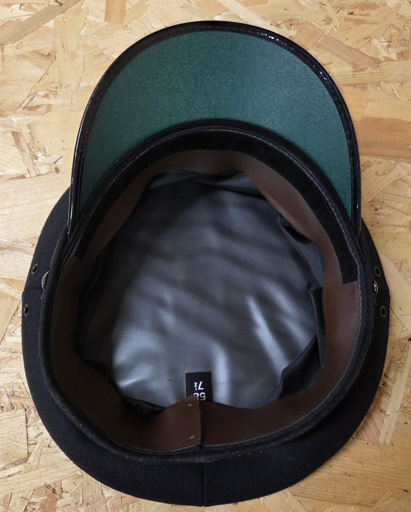 British Police Black Peaked Cap Black and White Chequered Band