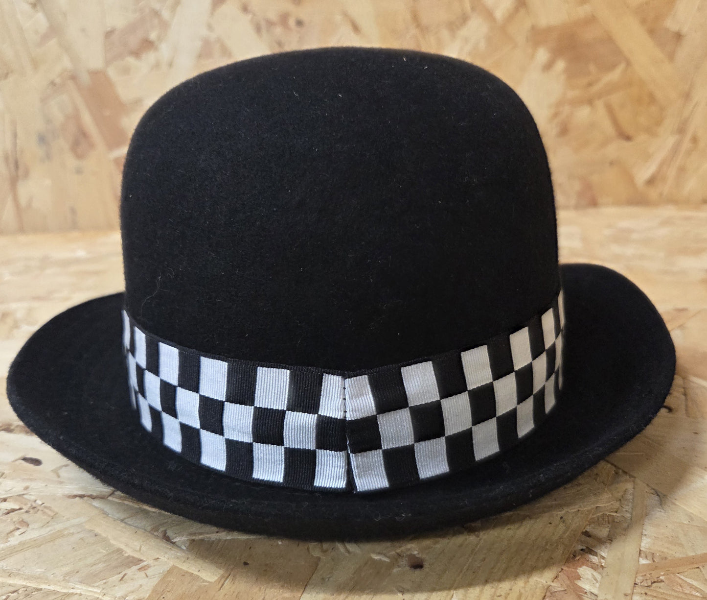 British Police Black Bowler Black and White Chequered Band