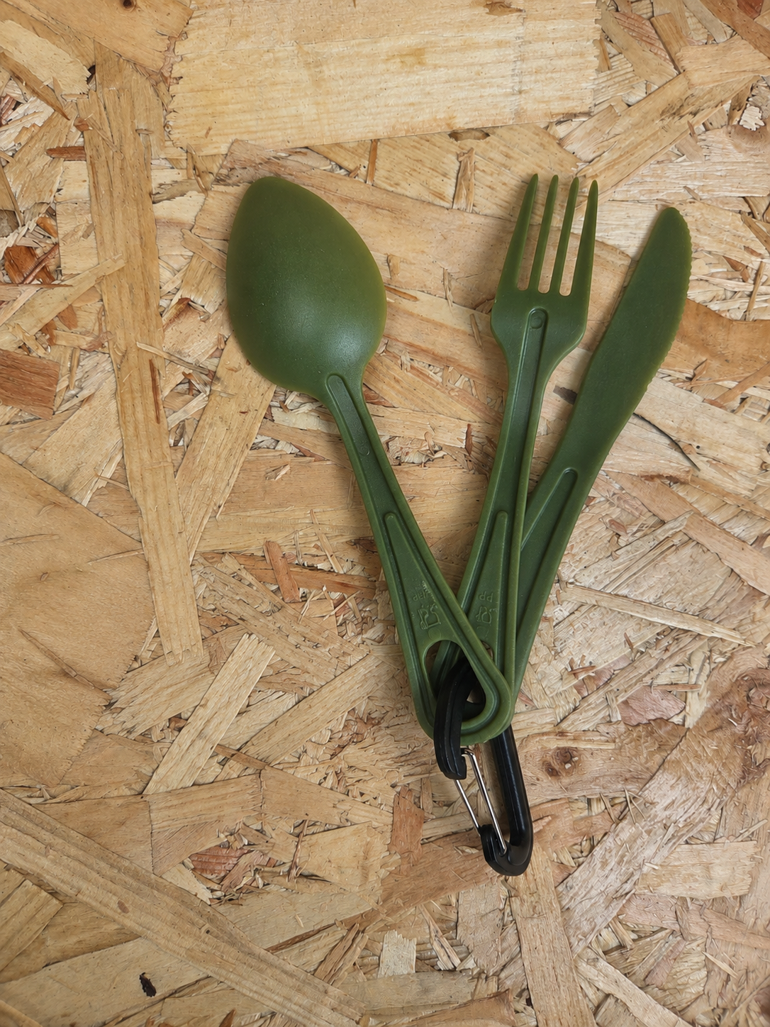 Knife Fork and Spoon Plastic Cadet Green Lightweight Cutlery Set Kit Camping Hiking Picnic KFS