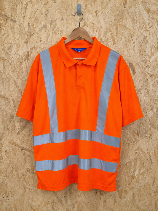Orange Railway Hi-Vis Breathable Work T-Shirt Reflective Strips Size 2XL